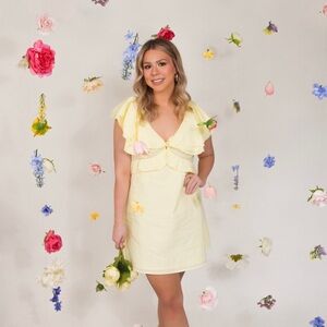 Yellow Ruffle Sleeve Dress